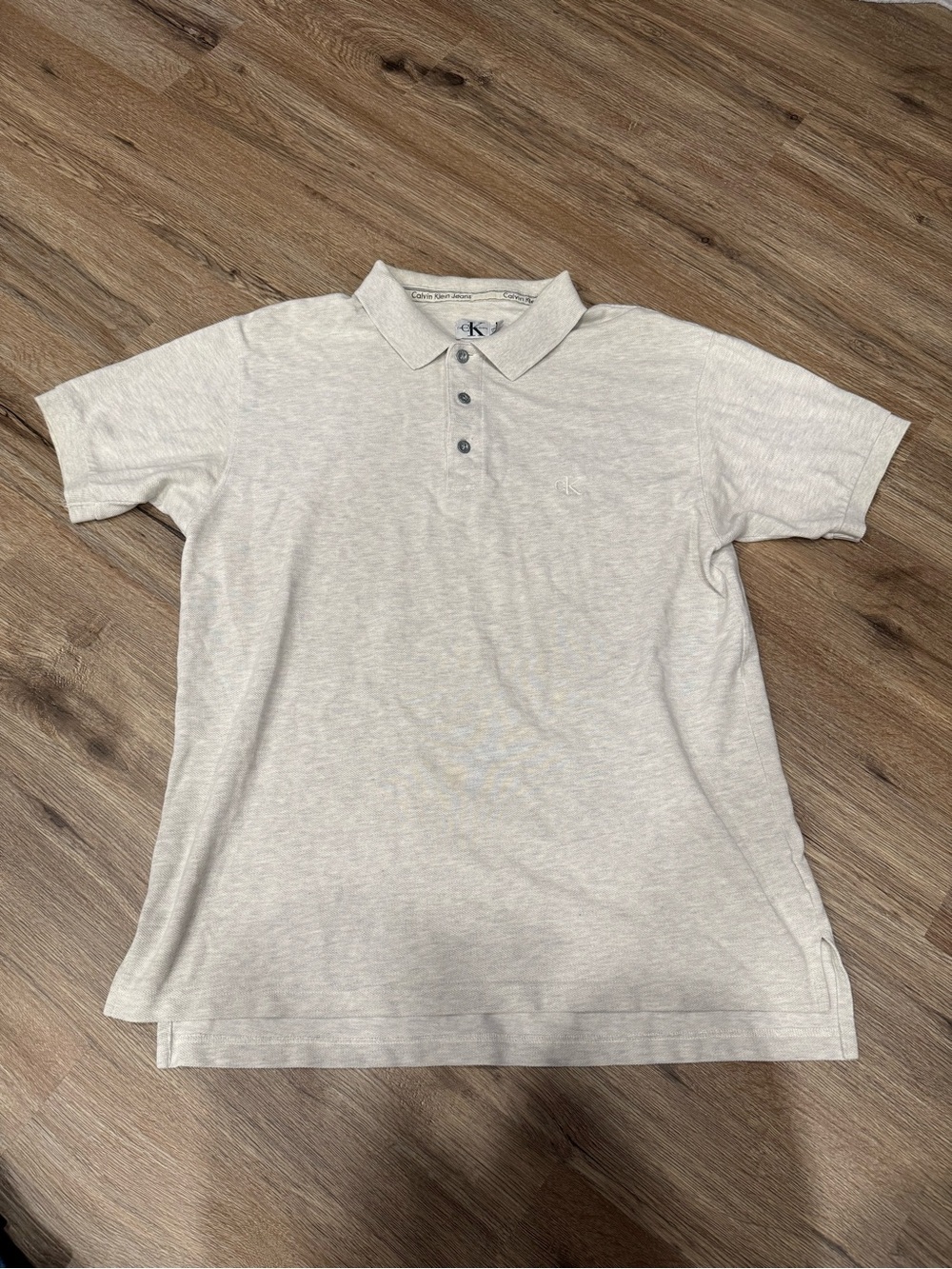 Vintage Calvin Klein Jeans Made In USA Light Gray Polo Shirt